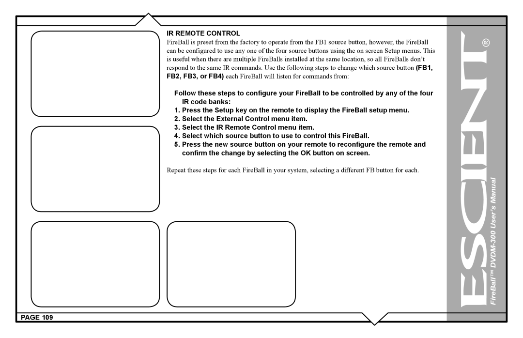 Escient DVDM-300 user manual IR Remote Control 