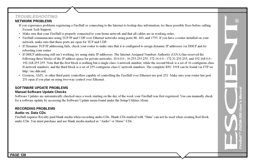 Escient DVDM-300 user manual Manual Software Update Checks 