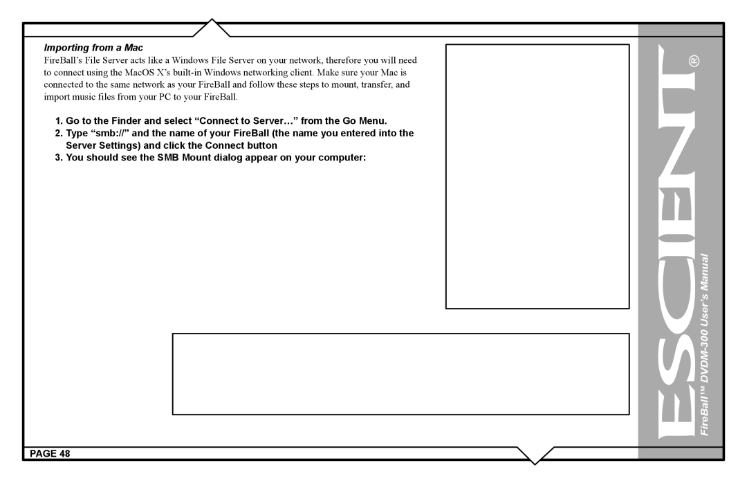 Escient DVDM-300 user manual Importing from a Mac 