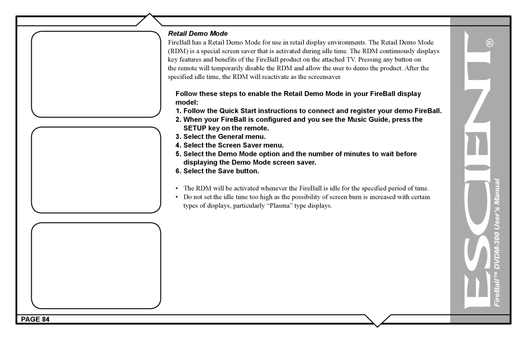 Escient DVDM-300 user manual Retail Demo Mode 