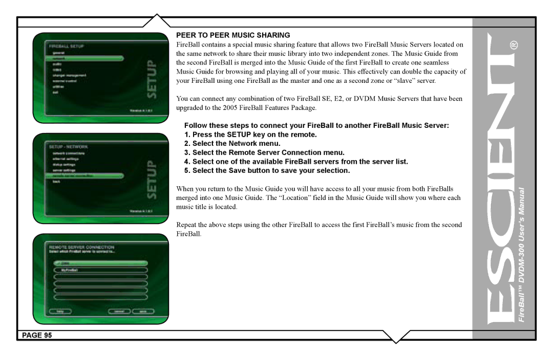 Escient DVDM-300 user manual Peer to Peer Music Sharing 