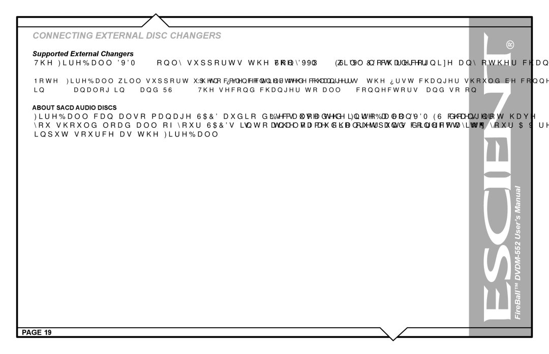 Escient DVDN-552 user manual Supported External Changers 