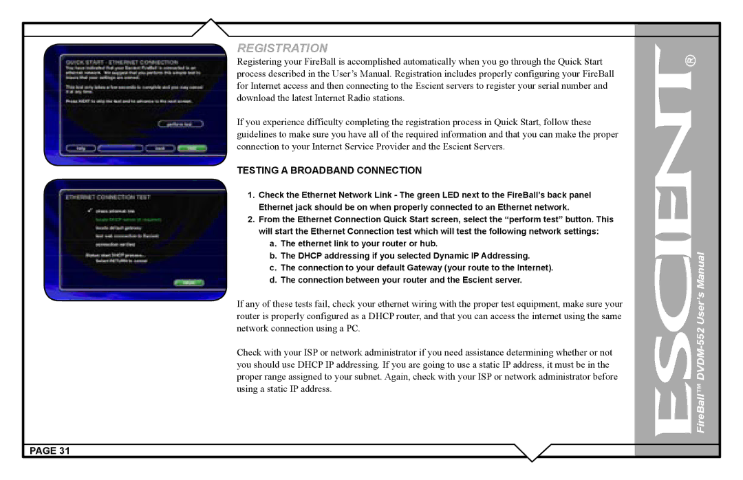 Escient DVDN-552 user manual Registration 