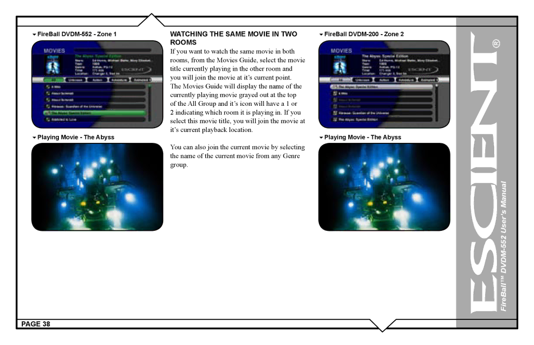 Escient DVDN-552 user manual Watching the Same Movie in TWO, Rooms 