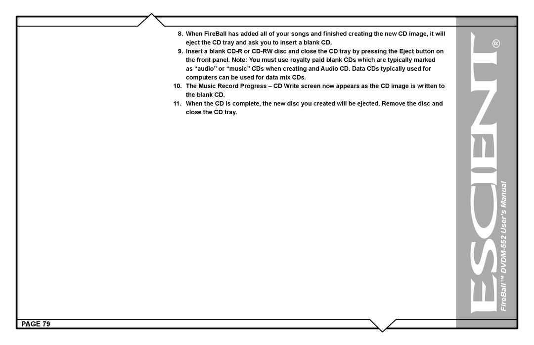 Escient DVDN-552 user manual FireBall DVDM-552 User’s Manual 