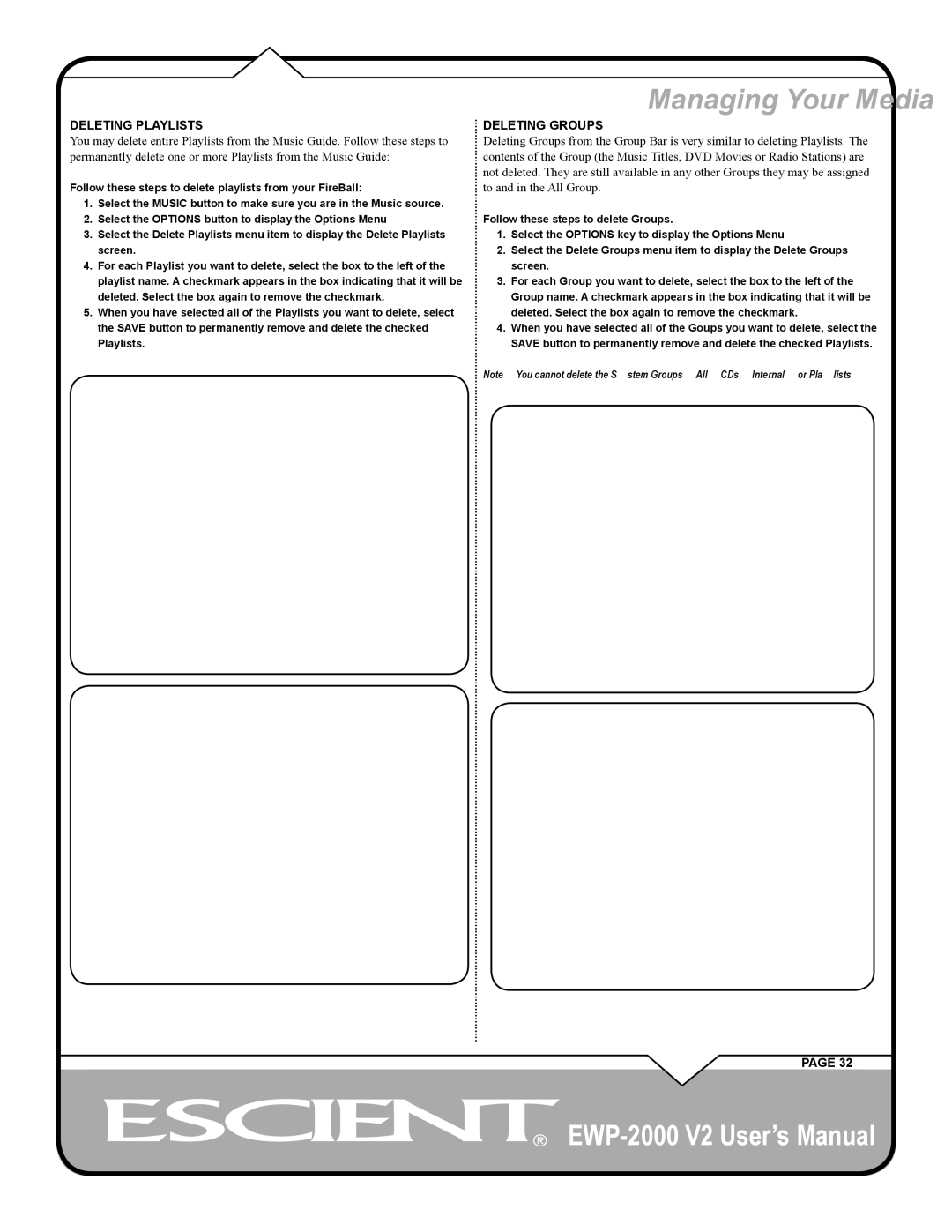 Escient EWP-2000 V2 user manual Deleting Playlists 