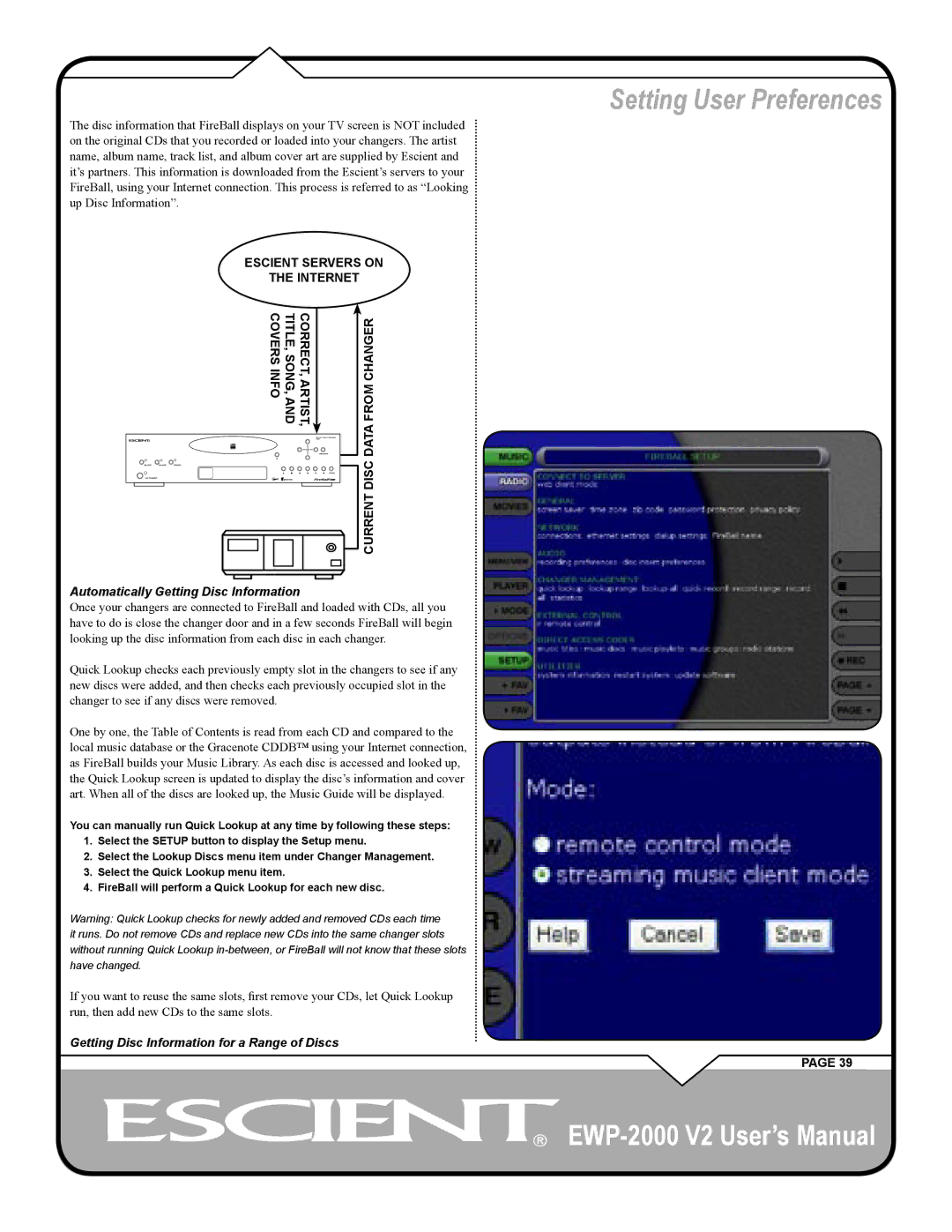 Escient EWP-2000 V2 user manual Automatically Getting Disc Information, Getting Disc Information for a Range of Discs 