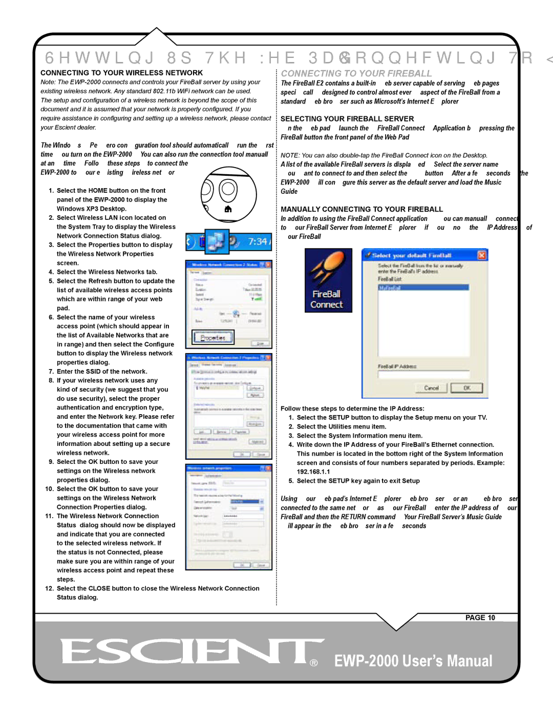 Escient EWP-2000 user manual Connecting To Your FireBall, Selecting Your Fireball Server 