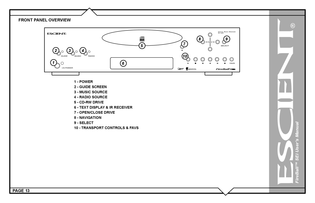 Escient FireBall Media Management system user manual Transport Controls & Favs 