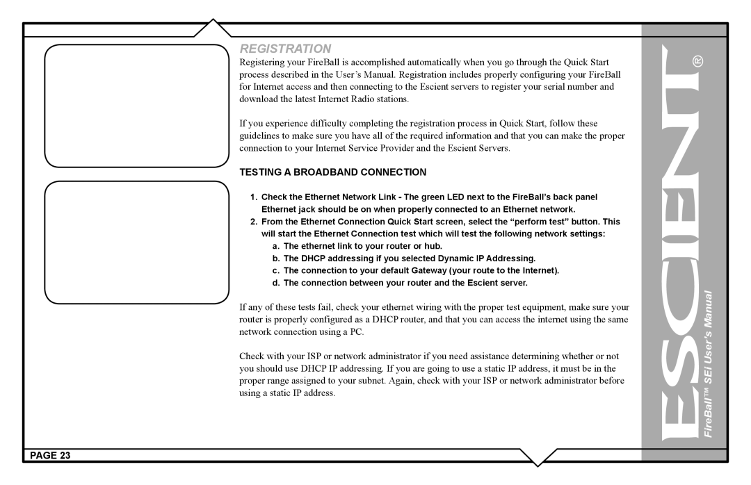 Escient FireBall Media Management system user manual Registration 