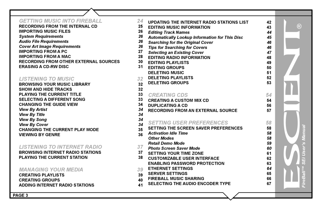 Escient FireBall Media Management system user manual Recording from the Internal CD Importing Music Files 