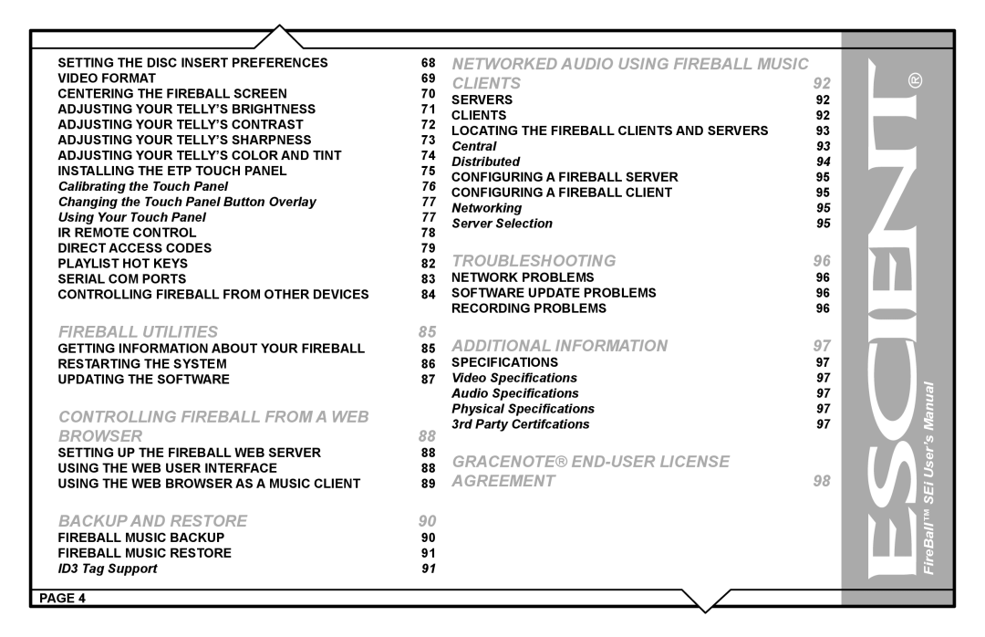 Escient FireBall Media Management system user manual ID3 Tag Support, Central Distributed, Networking Server Selection 