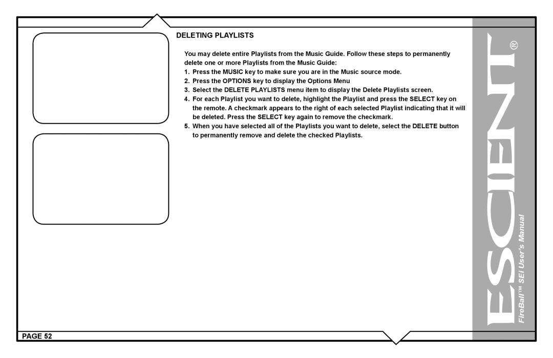 Escient FireBall Media Management system user manual Deleting Playlists 