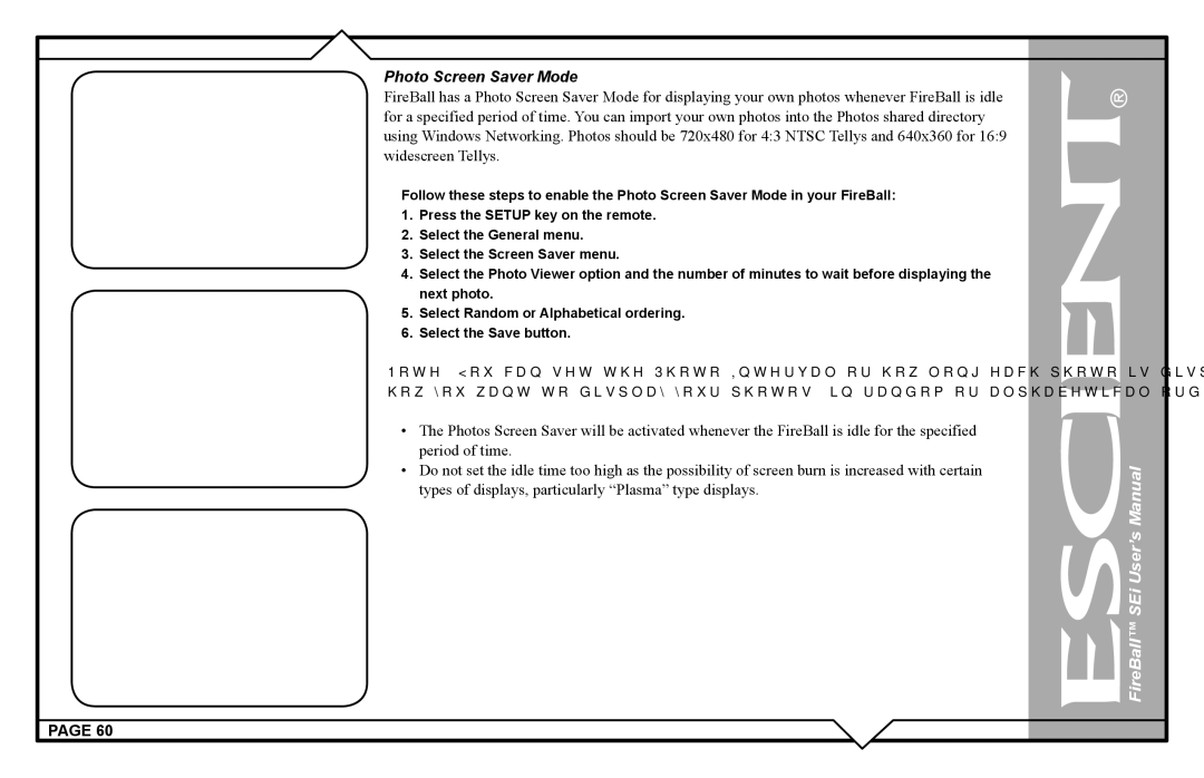 Escient FireBall Media Management system user manual Photo Screen Saver Mode 