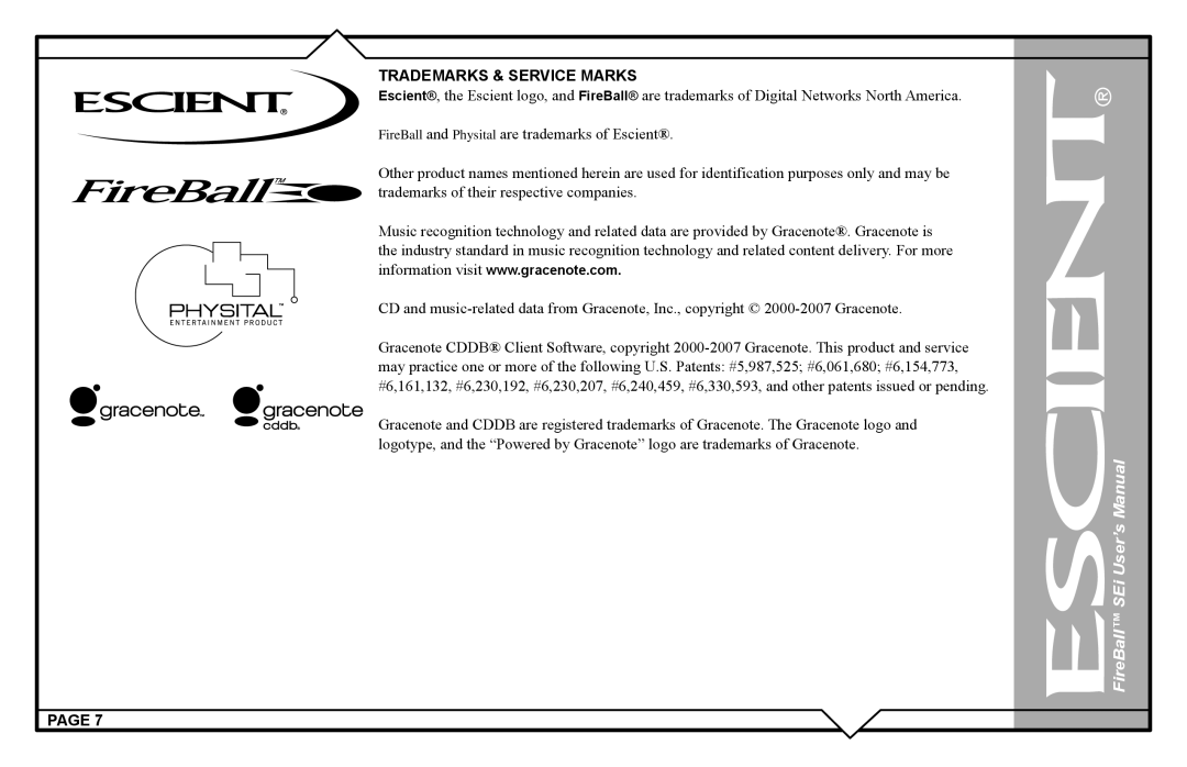 Escient FireBall Media Management system user manual FireBall SEi User’s Manual 