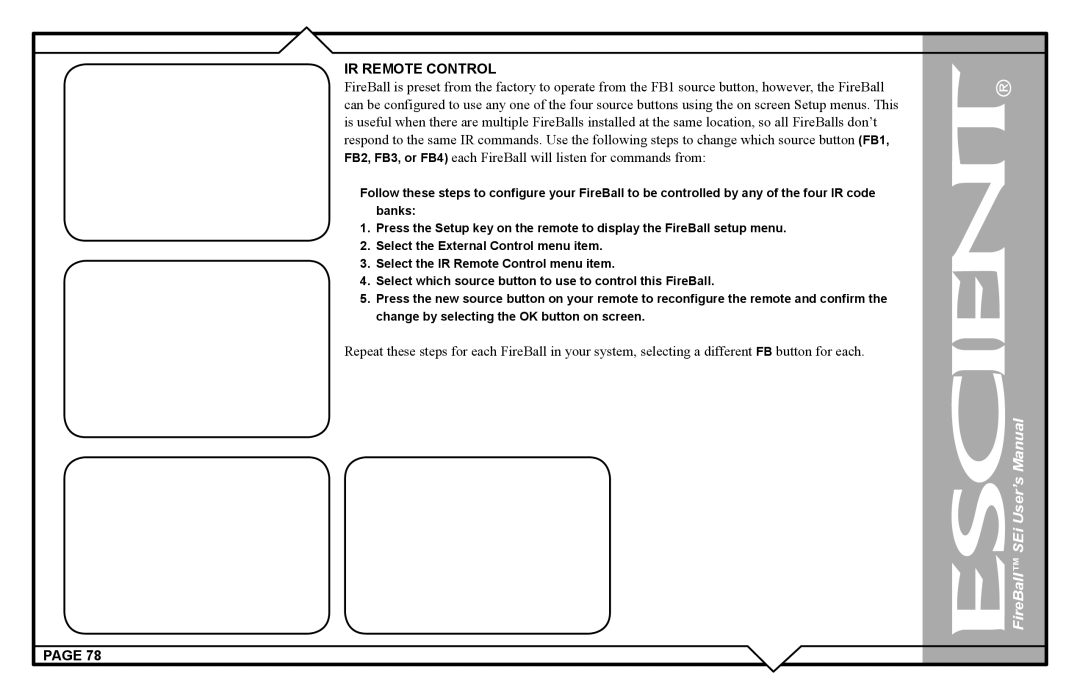 Escient FireBall Media Management system user manual IR Remote Control 