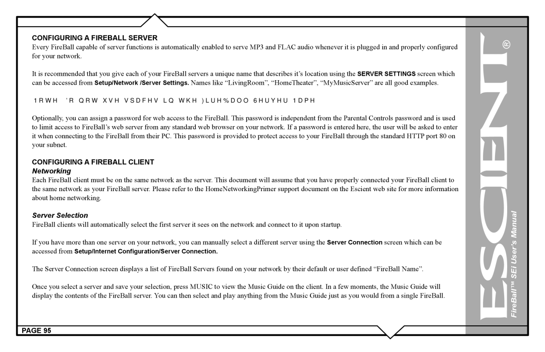 Escient FireBall Media Management system user manual Configuring a Fireball Server, Networking 