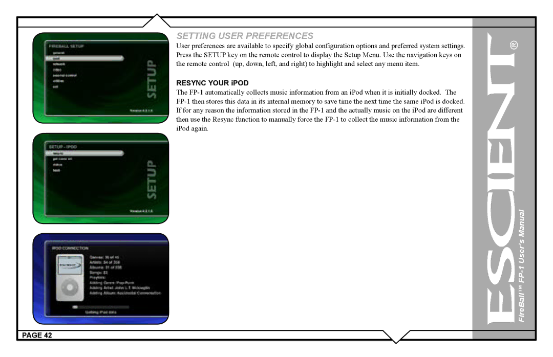 Escient FP-1 user manual Setting User Preferences 