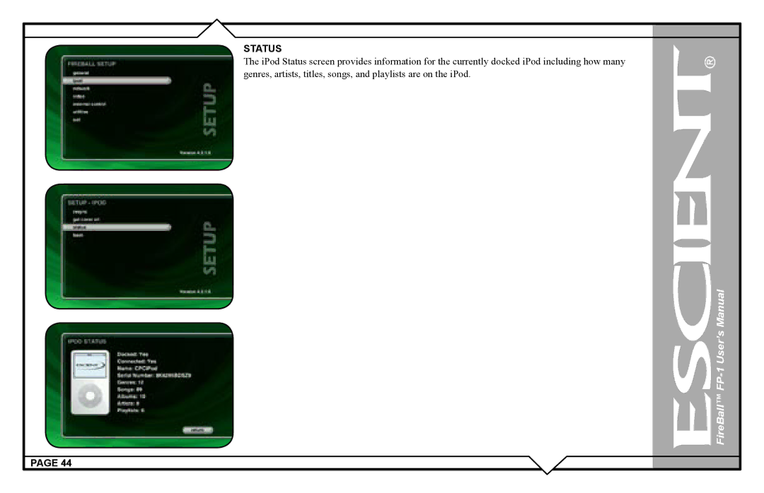 Escient FP-1 user manual Status 