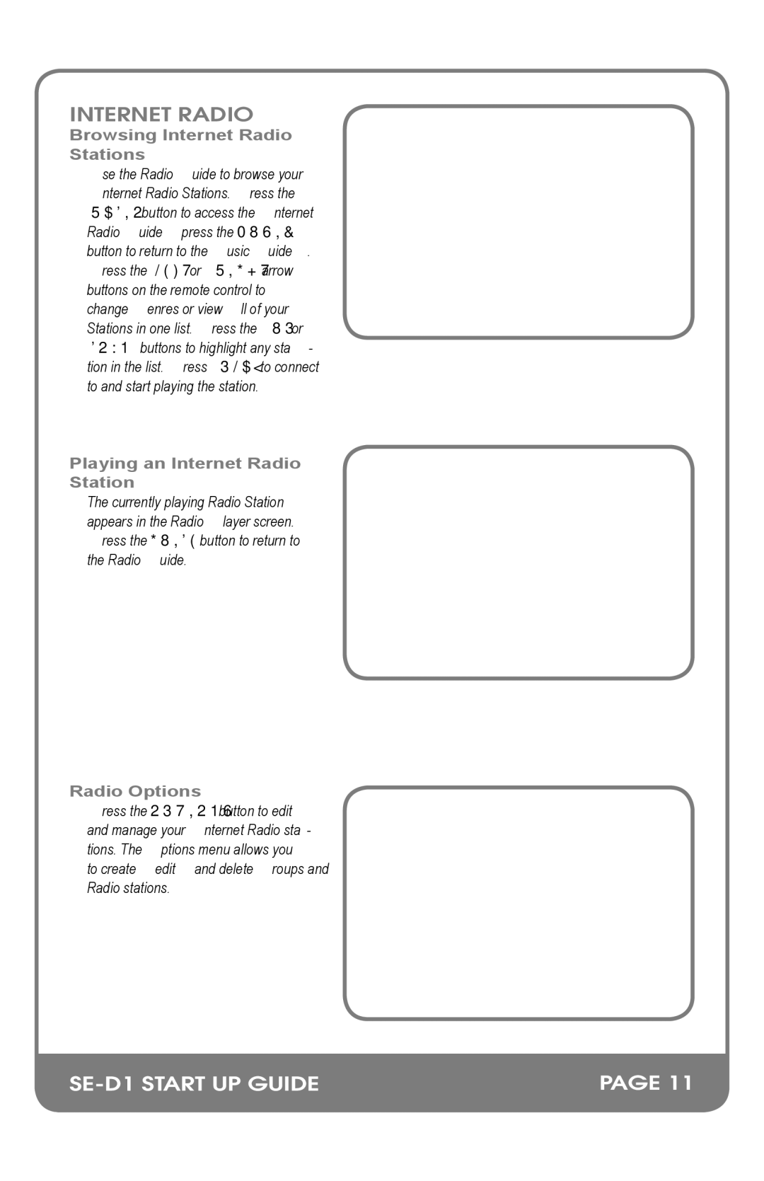 Escient M32002-01A2 manual Browsing Internet Radio Stations, Playing an Internet Radio Station, Radio Options 