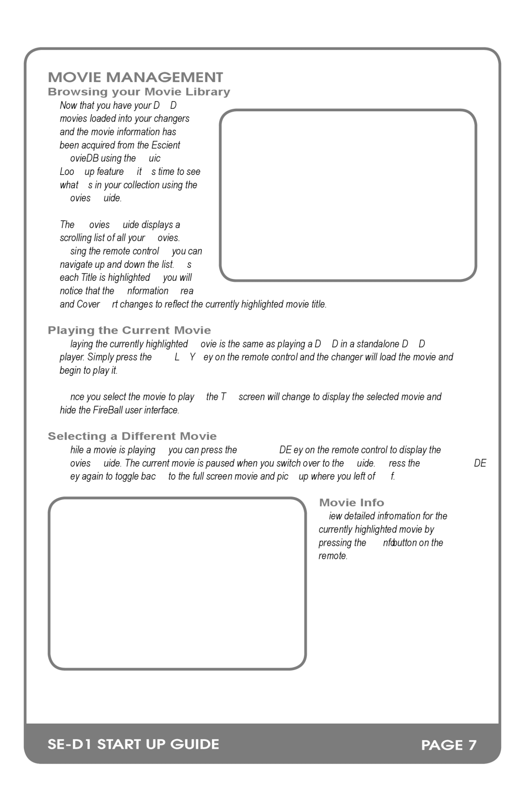 Escient M32002-01A2 manual Movie Management, Playing the Current Movie, Selecting a Different Movie, Movie Info 