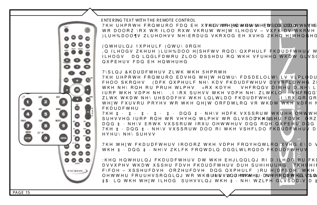 Escient M51001-01A1 user manual Entering Text with the Remote Control, Entering Numeric Entry Mode 