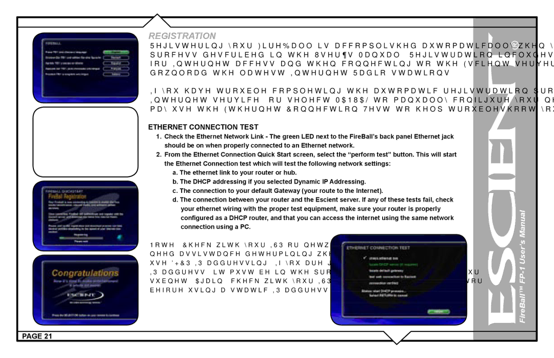 Escient M51001-01A1 user manual Registration 