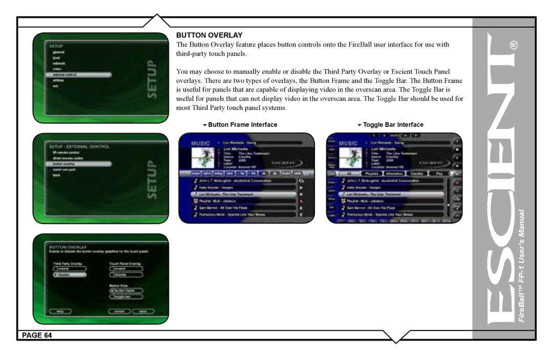 Escient M51001-01A1 user manual Button Overlay 