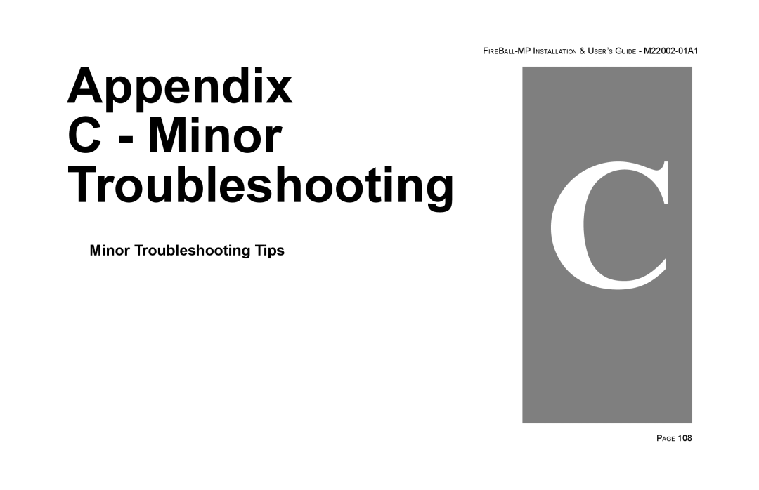 Escient MP-100 manual Appendix Minor Troubleshooting C, Minor Troubleshooting Tips 