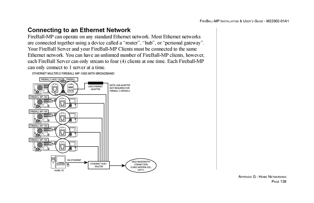 Escient MP-100 manual Connecting to an Ethernet Network 