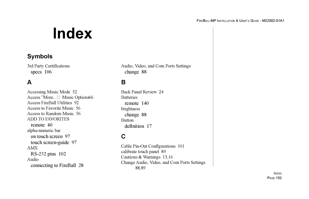 Escient MP-100 manual Index 