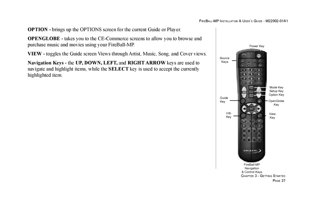 Escient MP-100 manual FIREBALL-MP Installation & USER’S Guide M22002-01A1 