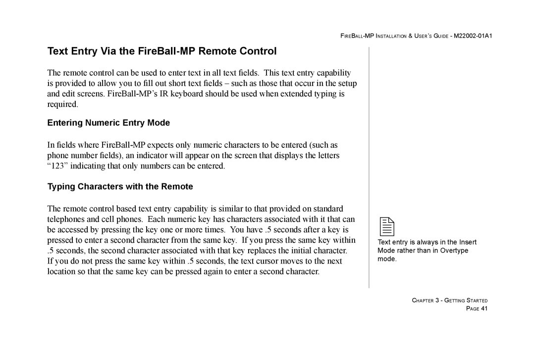 Escient MP-100 manual Entering Numeric Entry Mode 