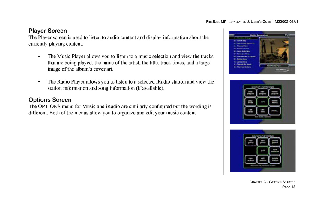 Escient MP-100 manual Player Screen 