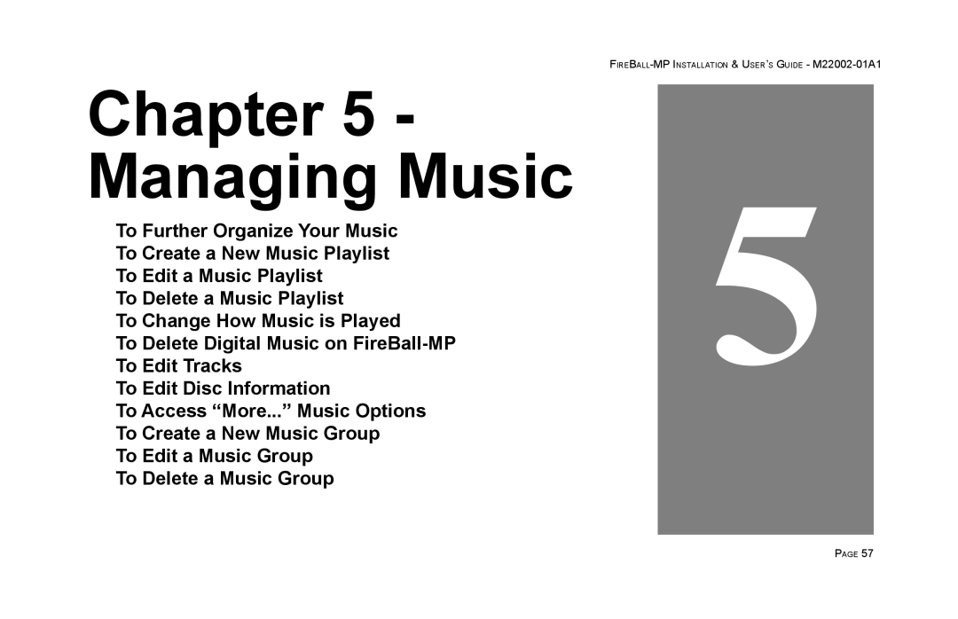 Escient MP-100 manual Managing Music 