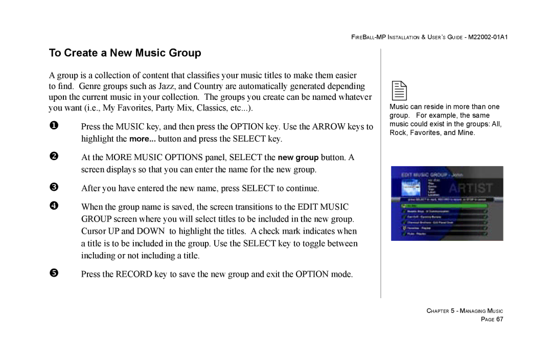 Escient MP-100 manual To Create a New Music Group 