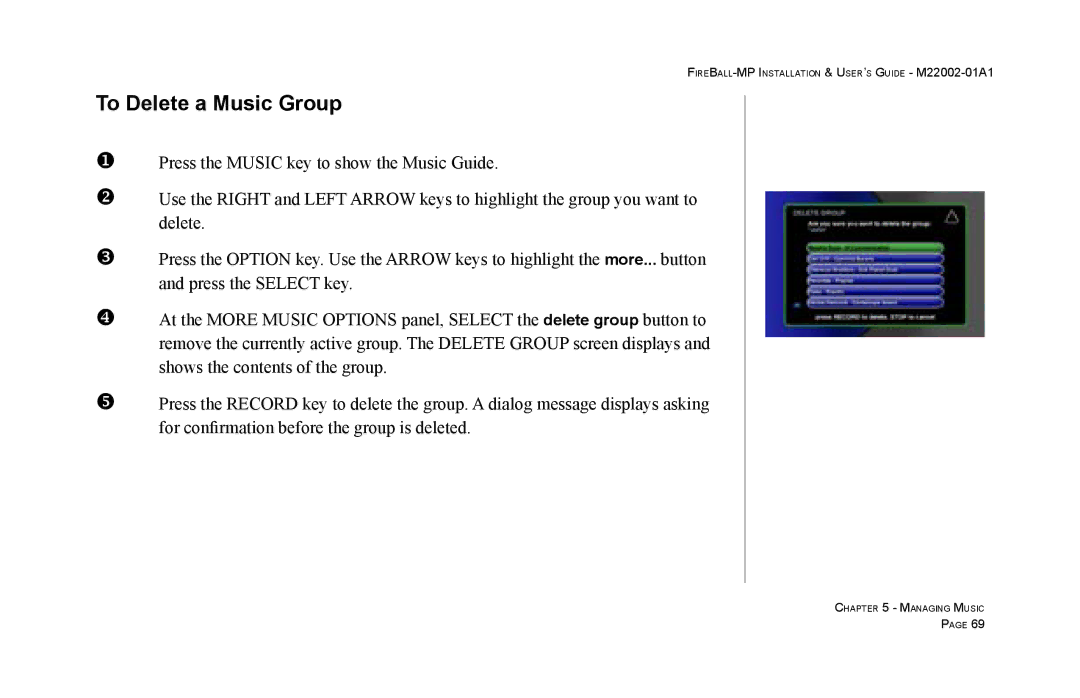 Escient MP-100 manual To Delete a Music Group 