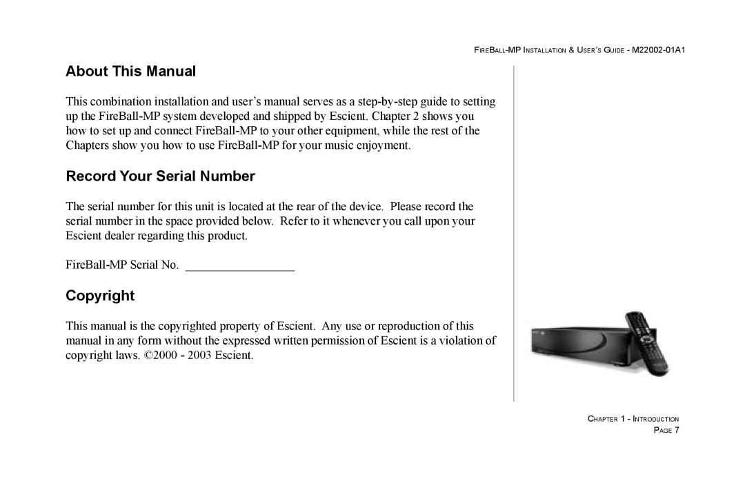 Escient MP-100 manual About This Manual 