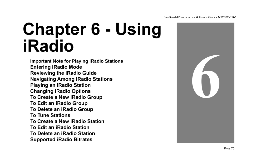 Escient MP-100 manual Using iRadio 