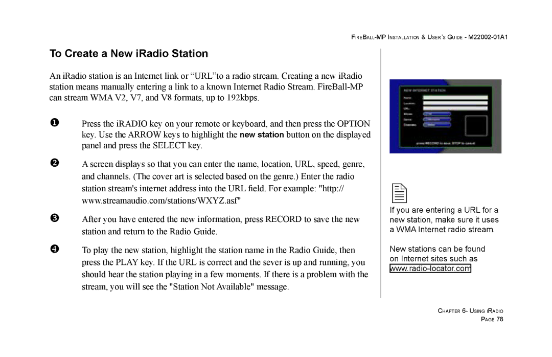 Escient MP-100 manual To Create a New iRadio Station 