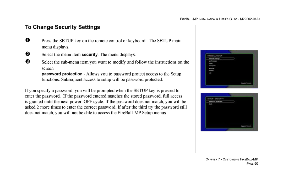 Escient MP-100 manual To Change Security Settings 