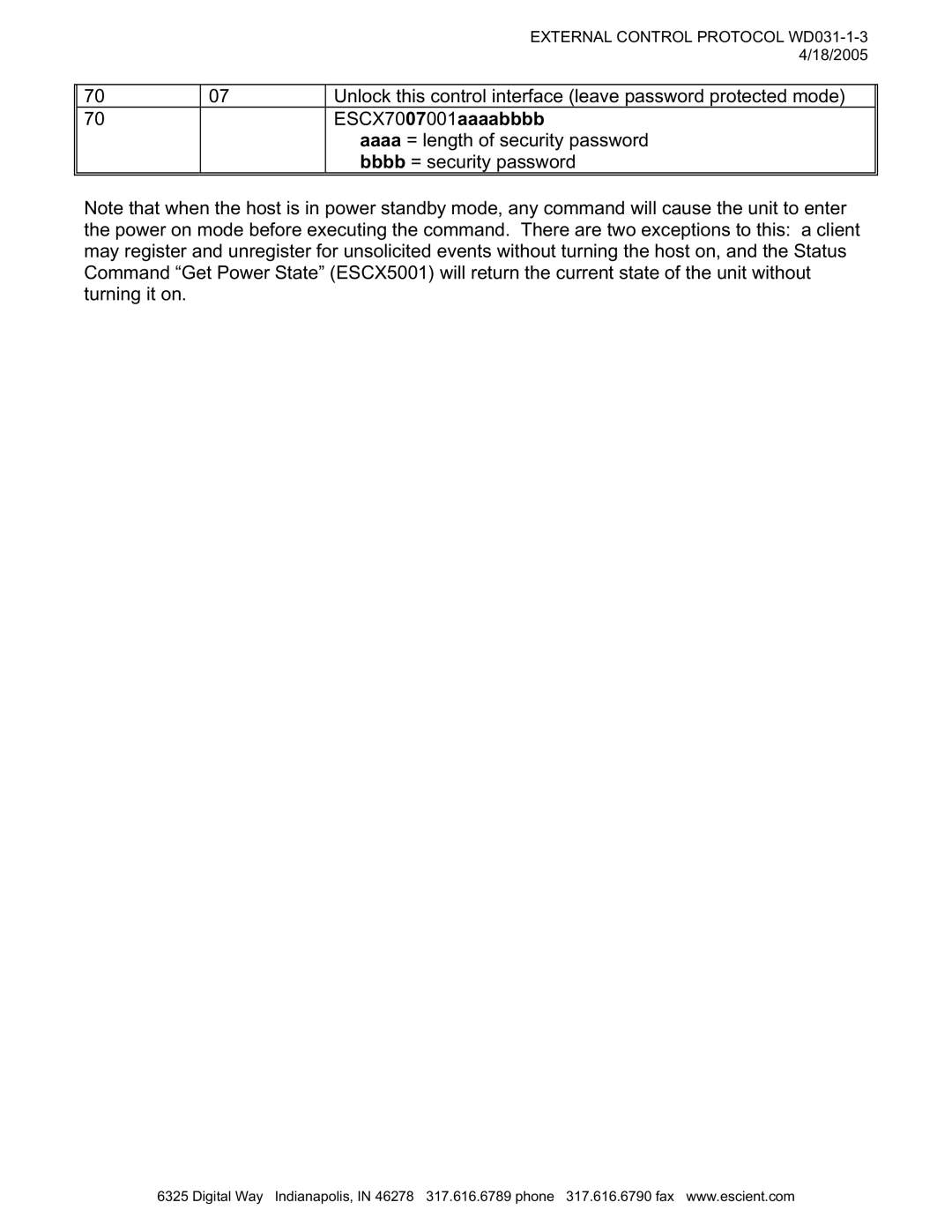 Escient MP-150 manual External Control Protocol WD031-1-3 4/18/2005 