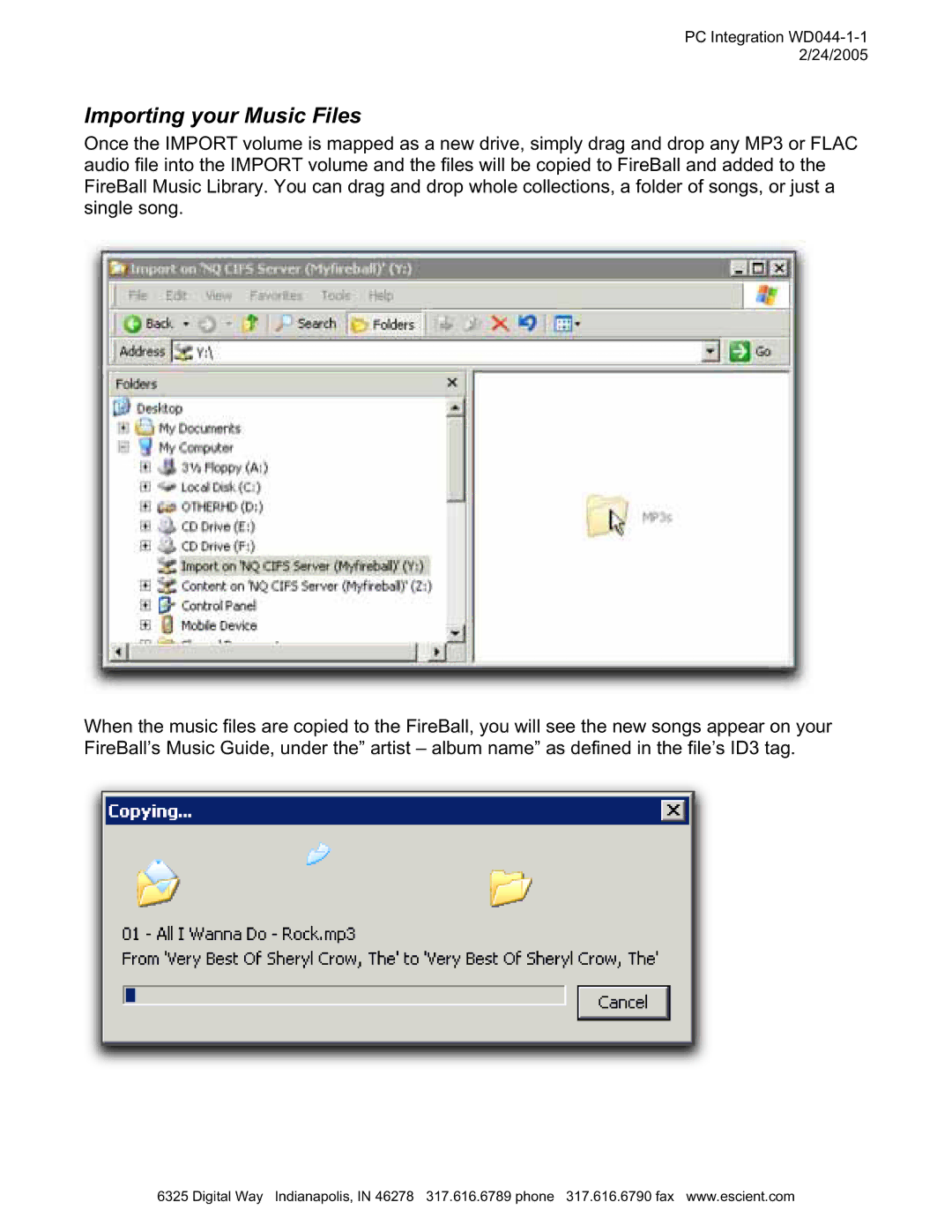 Escient MP-150 manual Importing your Music Files 