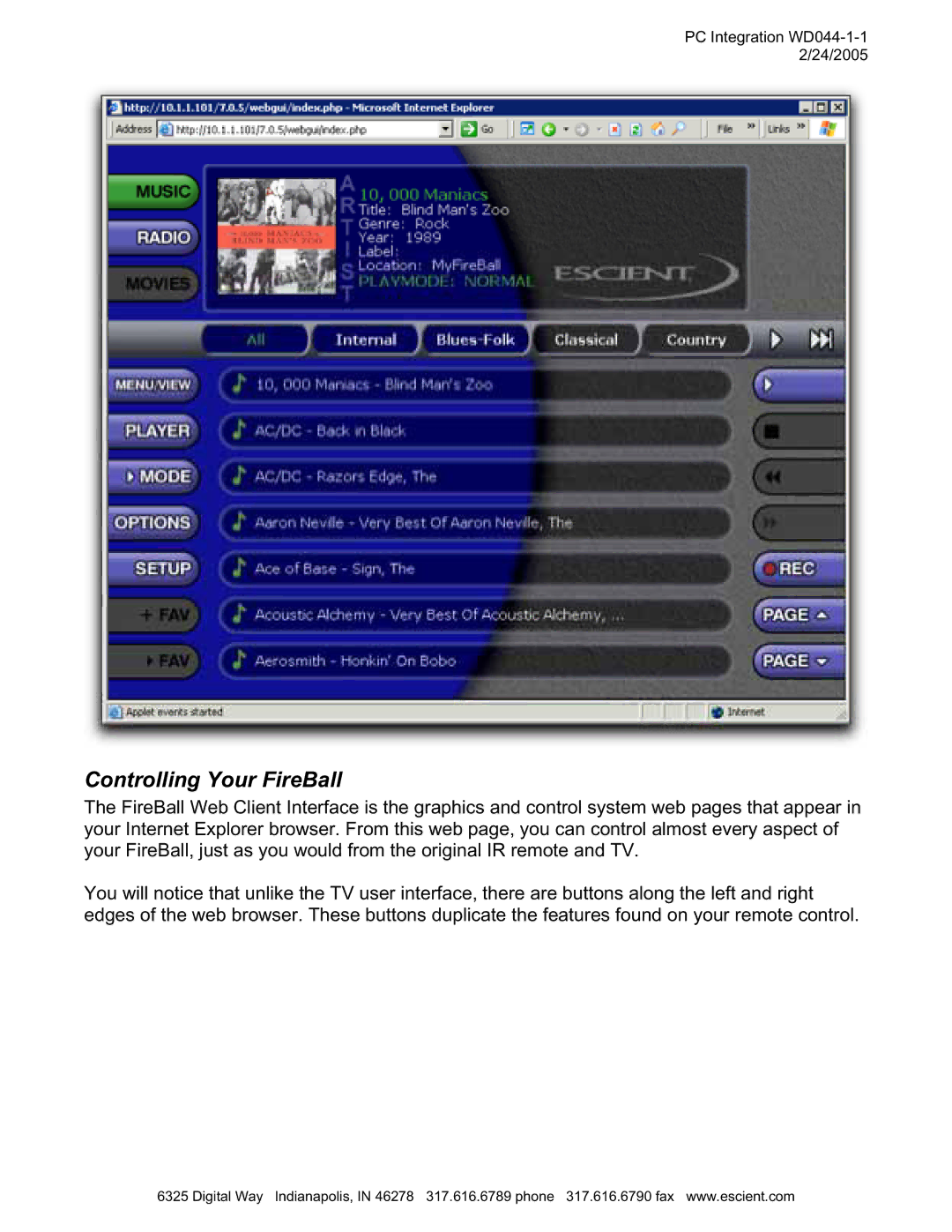 Escient MP-150 manual Controlling Your FireBall 