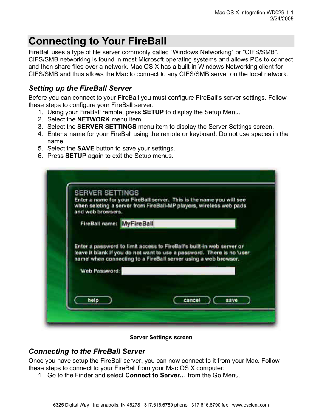 Escient MP-150 manual Connecting to Your FireBall, Connecting to the FireBall Server 