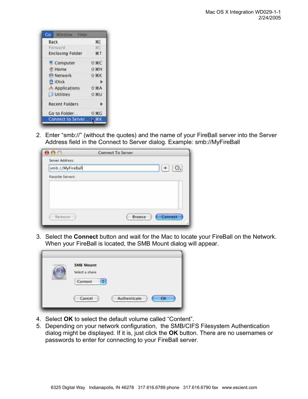 Escient MP-150 manual Mac OS X Integration WD029-1-1 2/24/2005 