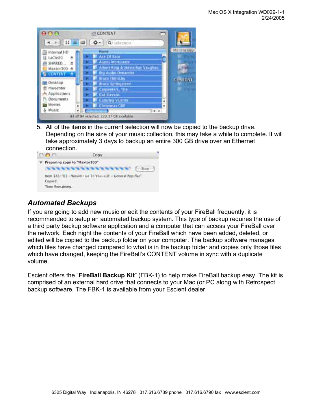 Escient MP-150 manual Automated Backups 