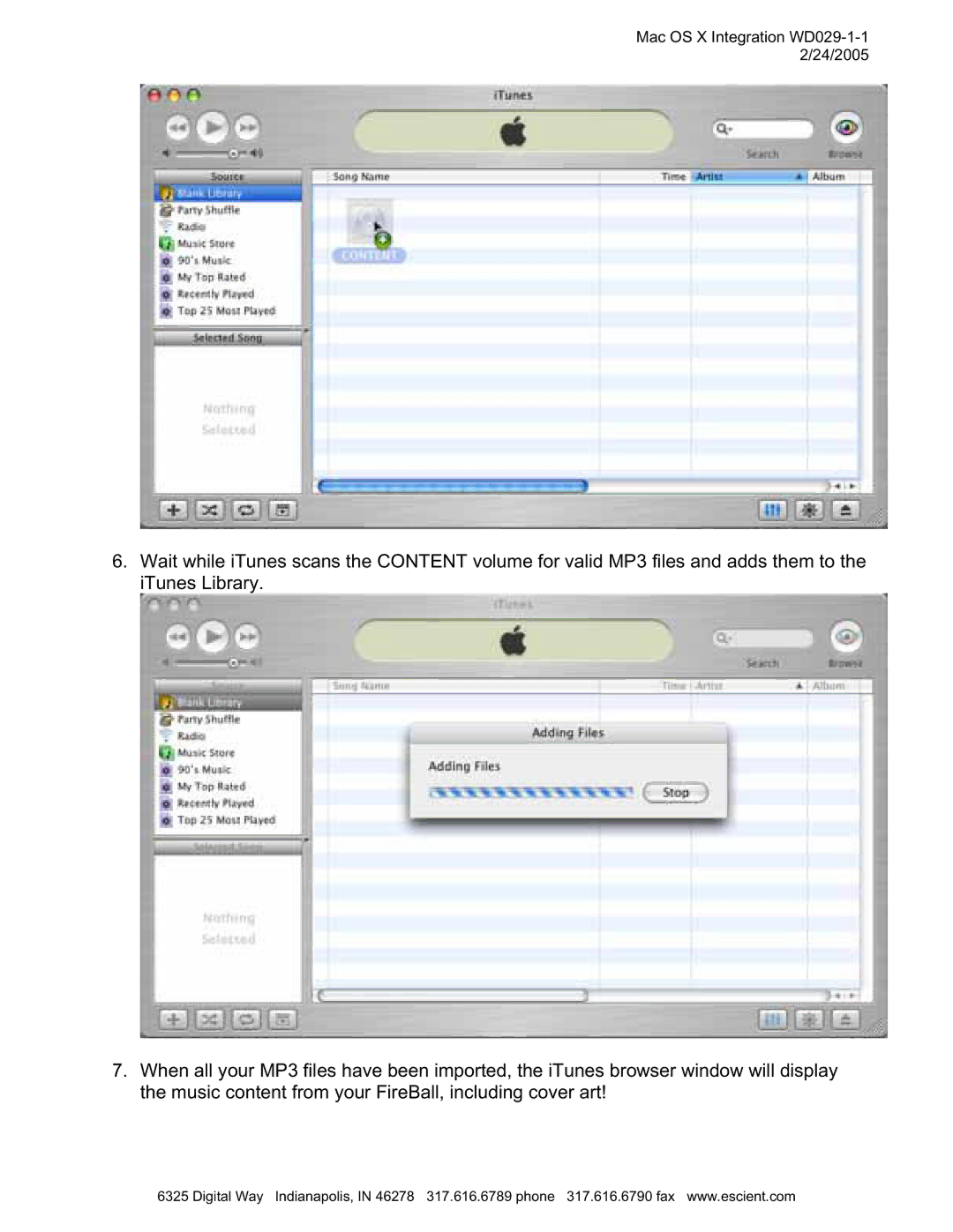 Escient MP-150 manual Mac OS X Integration WD029-1-1 2/24/2005 