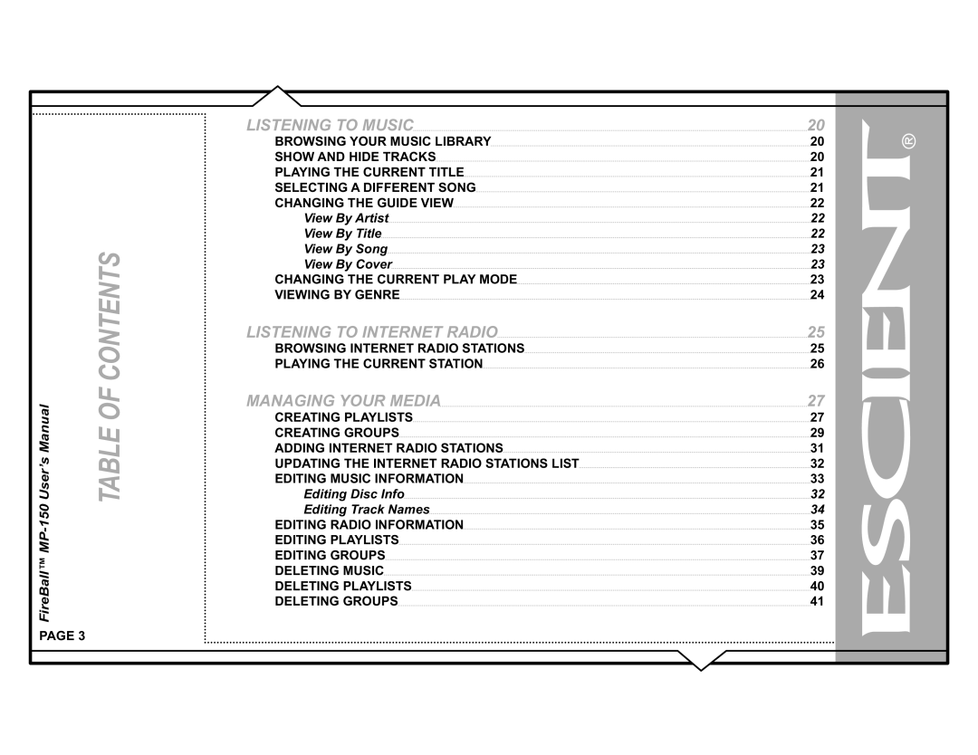 Escient MP-150 manual 9LHZ%\$UWLVW, GLWLQJLVF,QIR GLWLQJ7UDFN1DPHV 