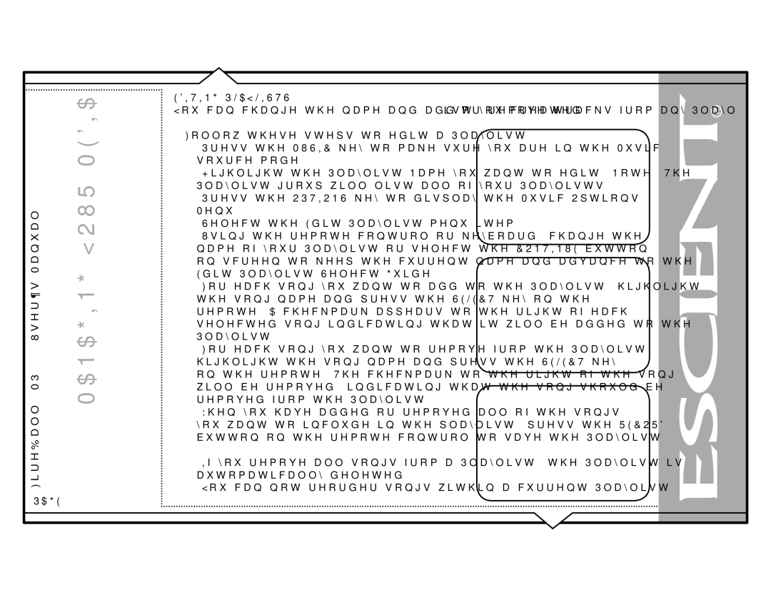 Escient MP-150 manual ROORZWKHVHVWHSVWRHGLWD3OD\OLVW, VrxufhPrgh, 6HOHFWWKHGLW3OD\OLVWPHQXLWHP, 3OD\OLVW 